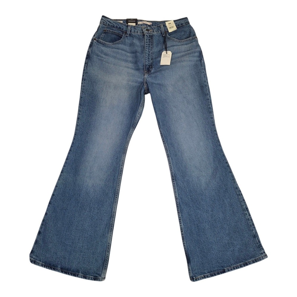 Levis Premium 70s High Flare Jeans Womens 32x30 Blue Denim Ultra High Rise NWT